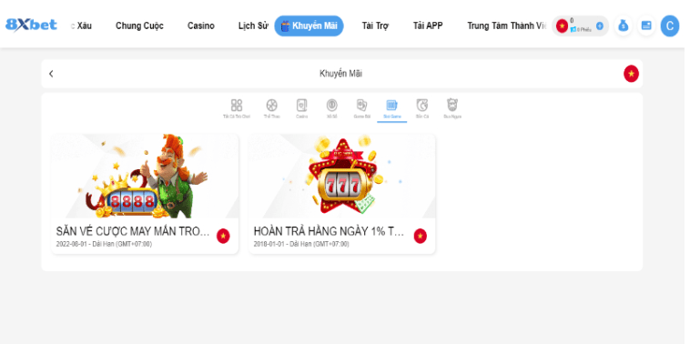Nhiều ưu đãi hấp dẫn tại 8XBet