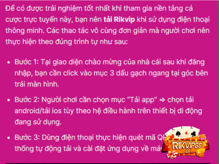 Cách để thao tác tải Rikvip về máy cực đơn giản